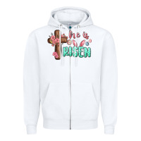 White he is risen Zipper Hoodie - MaliasSmallBusiness