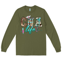 Army Green western nurse cna life Long Sleeve Tee - BarkalooDesign