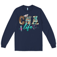 Navy western nurse cna life Long Sleeve Tee - BarkalooDesign