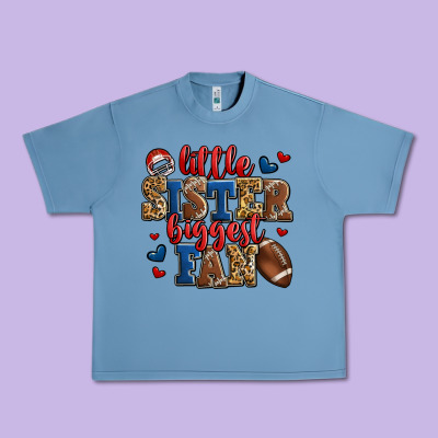 Little Sister Biggest Fan American Football Urban Heavy Tee Designed By Jasminsmagicworld