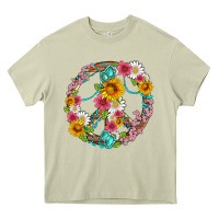 Mossy floral peace sign with gemstone Heavy Core Tee - Artiststas