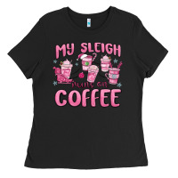 Black my sleigh runs on coffee Ladies Tee - MaliasSmallBusiness