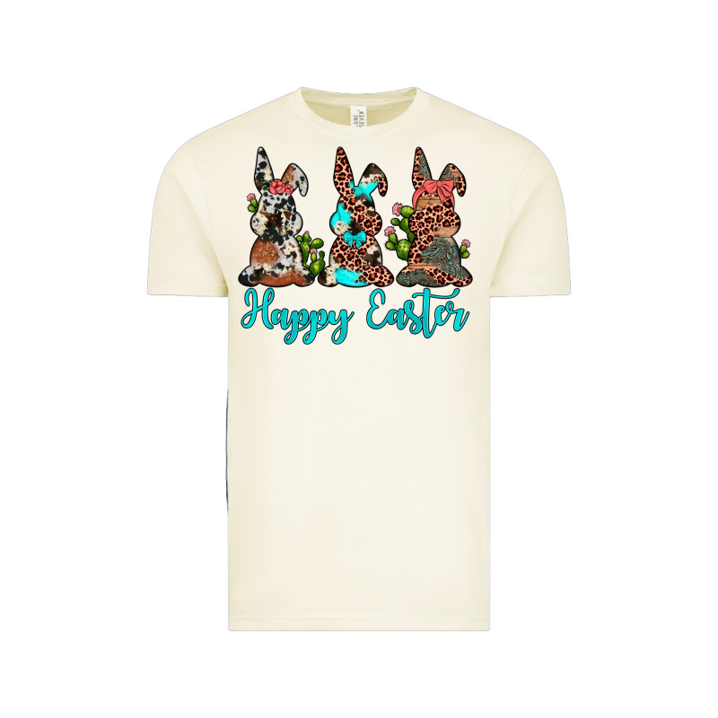 Happy Easter Leopard Cowhide Turquoise Cactus Bunny's Vintage Tee by JahusDesignShop | Teevron