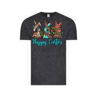 Vintage Black happy easter leopard cowhide turquoise cactus bunny's Vintage Tee - JahusDesignShop