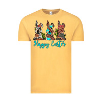 Vintage Mustard happy easter leopard cowhide turquoise cactus bunny's Vintage Tee - JahusDesignShop