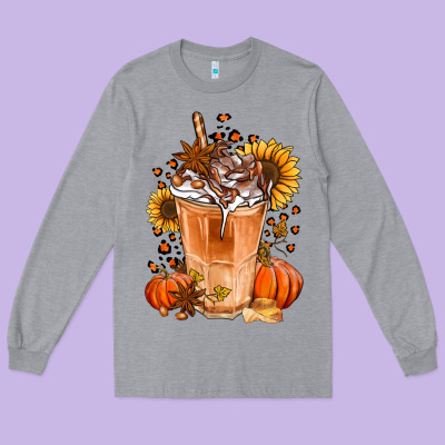 Pumpkin Spice Ice Latte Long Sleeve Tee Designed By Jasminsmagicworld