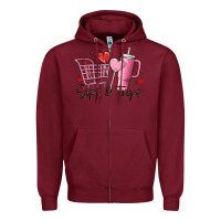 Burgundy sips & trips target inspired stanley Zipper Hoodie - MaliasSmallBusiness