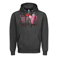 Charcoal Heather sips & trips target inspired stanley Zipper Hoodie - MaliasSmallBusiness