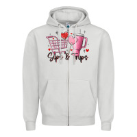 Dove Grey sips & trips target inspired stanley Zipper Hoodie - MaliasSmallBusiness
