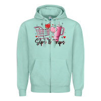 Seafoam sips & trips target inspired stanley Zipper Hoodie - MaliasSmallBusiness