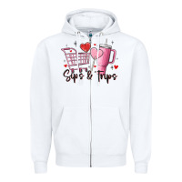 White sips & trips target inspired stanley Zipper Hoodie - MaliasSmallBusiness