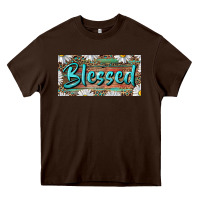 Chocolate Brown Blessed With Daisy And Leopard Heavy Core Tee - RanaPortraitStore