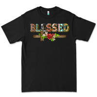 Black blessed and floral cross Premium Tee - BarkalooDesign