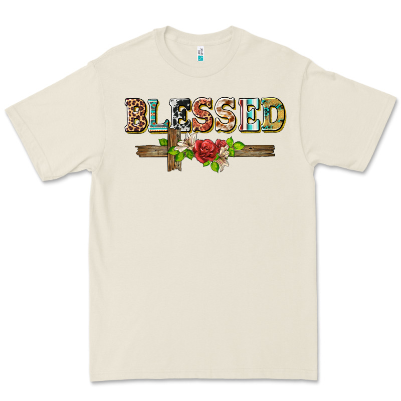 Blessed And Floral Cross Premium Tee by BarkalooDesign | Teevron
