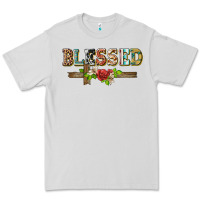 Dove Grey blessed and floral cross Premium Tee - BarkalooDesign