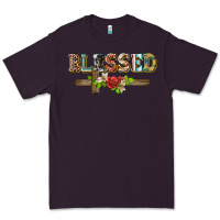 Plum blessed and floral cross Premium Tee - BarkalooDesign