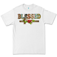 White blessed and floral cross Premium Tee - BarkalooDesign