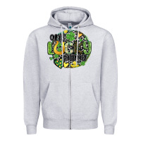 Heather Grey one lucky mama Zipper Hoodie - MaliasSmallBusiness