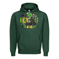 Sports Green one lucky mama Zipper Hoodie - MaliasSmallBusiness