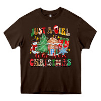 Chocolate Brown just a girl who loves christmas Heavy Core Tee - Zillion Design Studio