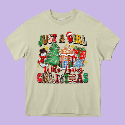 Just A Girl Who Loves Christmas Heavy Core Tee Designed By Zillion Design Studio