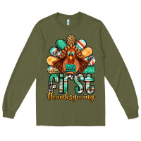 Army Green my first thanksgiving turkey Long Sleeve Tee - Jasminsmagicworld