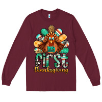 Burgundy my first thanksgiving turkey Long Sleeve Tee - Jasminsmagicworld