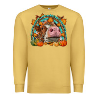 Antique Gold Fall Cow Rainbow Premium Sweatshirt - LillyAllenDesigns