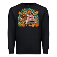 Black Fall Cow Rainbow Premium Sweatshirt - LillyAllenDesigns