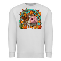 Dove Grey Fall Cow Rainbow Premium Sweatshirt - LillyAllenDesigns