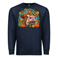 Navy Fall Cow Rainbow Premium Sweatshirt - LillyAllenDesigns