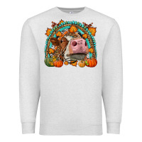Oatmeal Heather Fall Cow Rainbow Premium Sweatshirt - LillyAllenDesigns