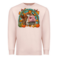 Pale Pink Fall Cow Rainbow Premium Sweatshirt - LillyAllenDesigns
