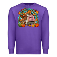 Purple Fall Cow Rainbow Premium Sweatshirt - LillyAllenDesigns