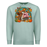 Seafoam Fall Cow Rainbow Premium Sweatshirt - LillyAllenDesigns