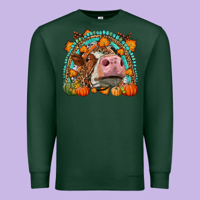 Fall Cow Rainbow Premium Sweatshirt Designed By Lillyallendesigns