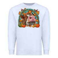 White Fall Cow Rainbow Premium Sweatshirt - LillyAllenDesigns