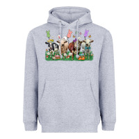 Heather Grey easter cow Heavyweight Hoodie - LillyAllenDesigns