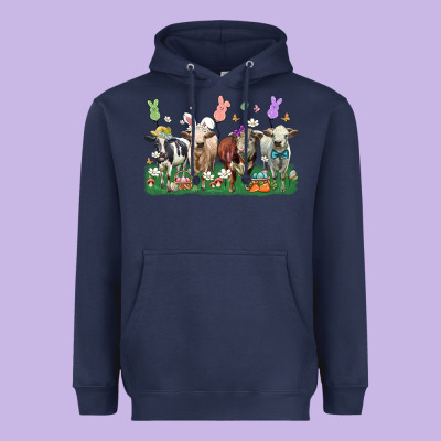 Easter Cow Heavyweight Hoodie Designed By Lillyallendesigns