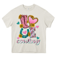 Cream love western cowboy Heavy Core Tee - texasbilliewilder