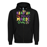 Black bead up bitches it's mardi gras Zipper Hoodie - MaliasSmallBusiness