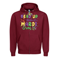 Burgundy bead up bitches it's mardi gras Zipper Hoodie - MaliasSmallBusiness