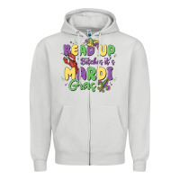 Dove Grey bead up bitches it's mardi gras Zipper Hoodie - MaliasSmallBusiness