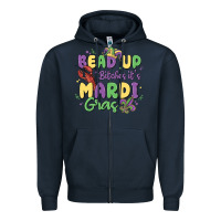 Navy bead up bitches it's mardi gras Zipper Hoodie - MaliasSmallBusiness