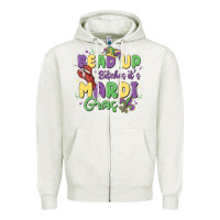Oatmeal Heather bead up bitches it's mardi gras Zipper Hoodie - MaliasSmallBusiness