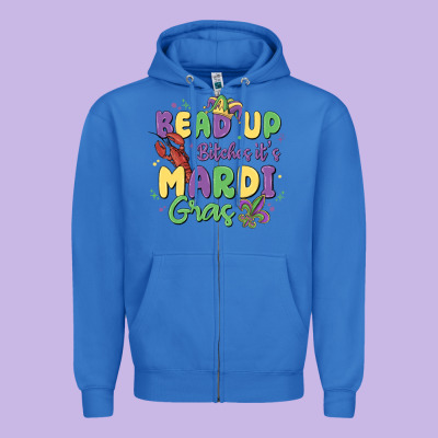 Bead Up Bitches It's Mardi Gras Zipper Hoodie Designed By Maliassmallbusiness