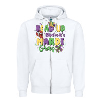 White bead up bitches it's mardi gras Zipper Hoodie - MaliasSmallBusiness
