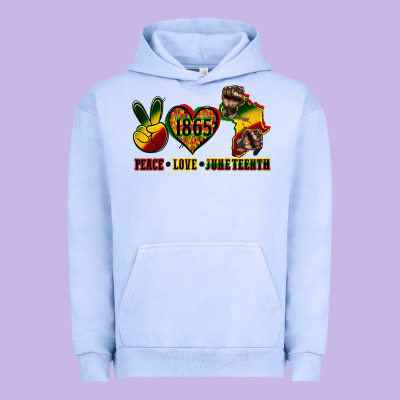 Peace Love Juneteenth Urban Hoodie Designed By Cowgirlartshop