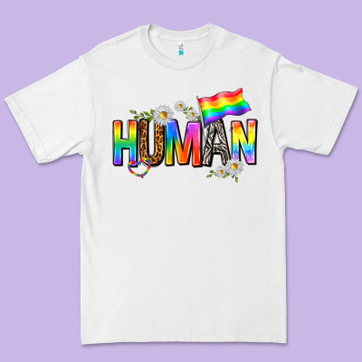 Premium Tee human with daisies