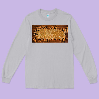Wooden Leopard Glitter  License Plate Template Long Sleeve Tee Designed By Barkaloodesign